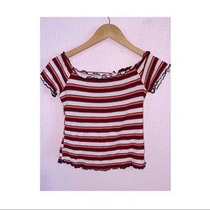 Ribbed Red Short Sleeve crop top